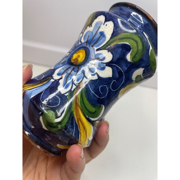 Unique Sicilian Vases Italian maiolica albarello marked Sicily flowers fruits - Picture 7 of 11